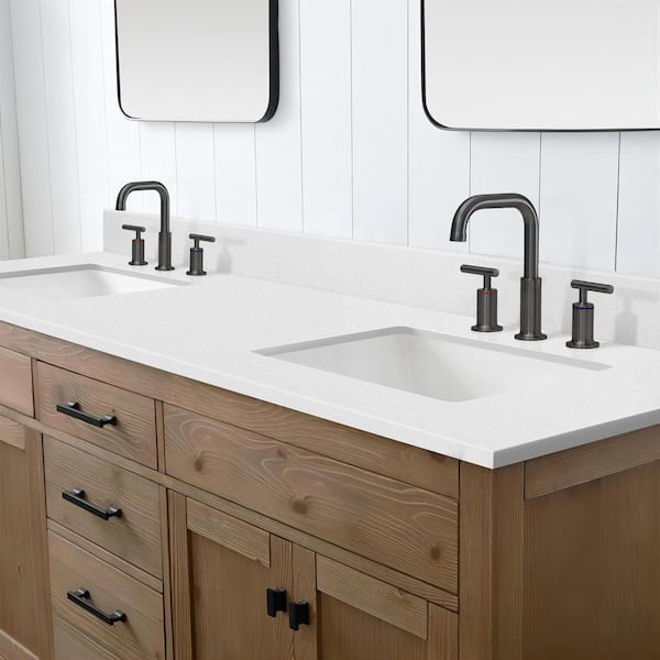 YASINU 72 in. W x 22 in. D Quartz White Rectangular Double