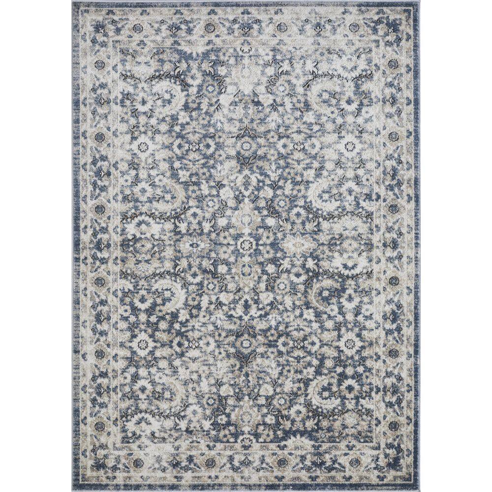Rectangular 9' x 12' Blue Floral Synthetic Area Rug