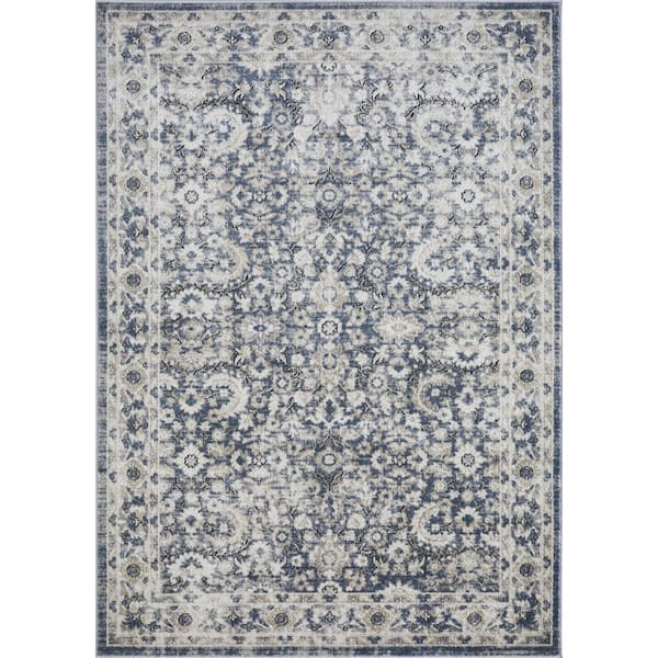 LOOMAKNOTI Kehleigh Otindas Blue 9 ft. 10 in. x 12 ft. 10 in. Oriental Polypropylene Indoor Area Rug