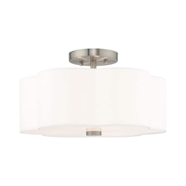 Livex Lighting Chelsea 3 Light Brushed Nickel Semi Flush Mount