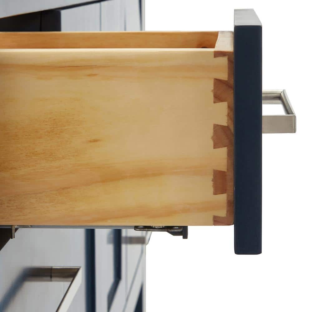 Midnight Blue Solid Wood Freestanding Single Bathroom Vanity with Quartz Top