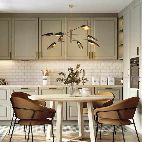 Toltehcwe Modern 8-light Plating Brass and Black Metal Chandelier, Mid-century Sputnik Hanging Light for Living Room