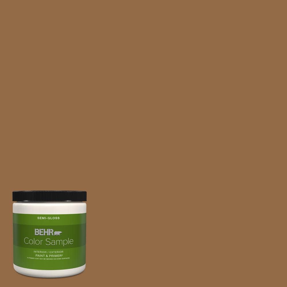 BEHR PREMIUM PLUS 8 oz. #QE-31 Barcelona Brown Semi-Gloss Interior ...