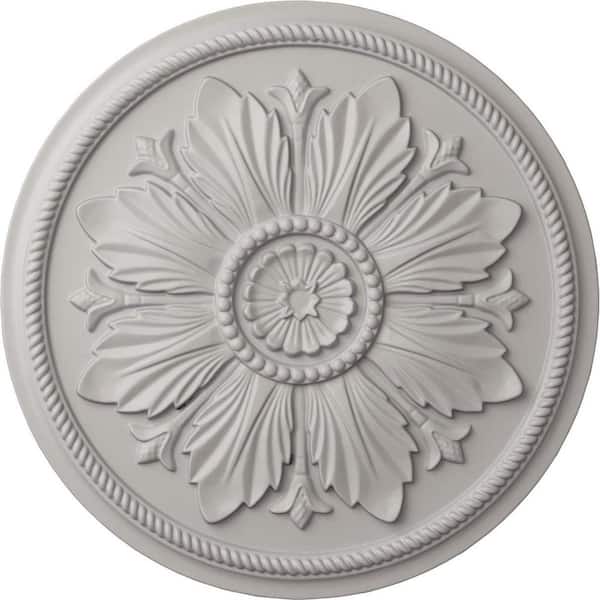 Ekena Millwork 23-5/8 in. x 1-1/2 in. Kaya Urethane Ceiling Medallion (Fits Canopies upto 5-1/4 in.), Ultra Pure White