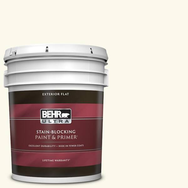 BEHR ULTRA 5 gal. #BXC-29 Stately White Flat Exterior Paint & Primer