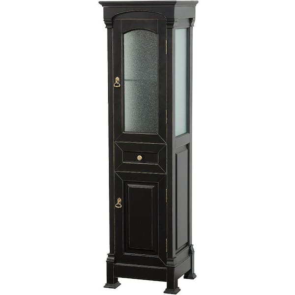 Wyndham Collection Andover 18 in. W x 16 in. D x 65 in. H Bathroom Linen Storage Tower Cabinet in Antique Black