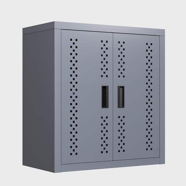 Metal 25.98 in. W x 27.95 in. D x 13.77 in. H Bathroom Storage Wall Cabinet in Gray with Door