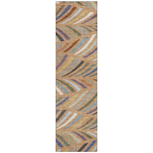 Chantille Machine Washable Indoor/Outdoor Abstract ACN2475 Copper 2 ft. x 7 ft. Runner Rug