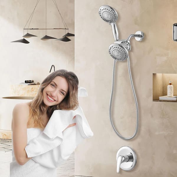 BWE 6-Spray Wall Mount Handheld Shower Head 1.75 GPM in Polished