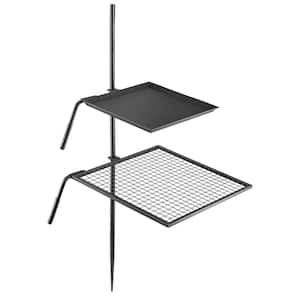 VEVOR Campfire Grill Grate,Double Layer Fire Pit Grill Grate Over Fire Pit, Three Section Height Adjustable Grill Grate, Steel Mesh Cooking Grate