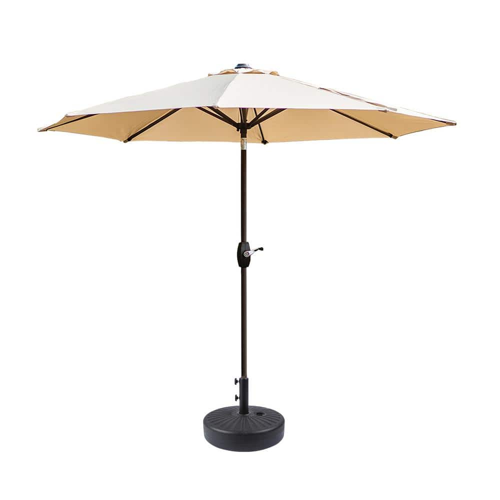 Tristen 9 ft. Outdoor Patio Crank and Tilt Market Umbrella in Beige with Black Round Fillable Plastic Base price history on PriceWatchPro