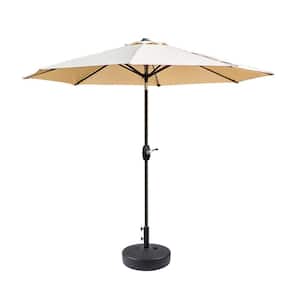 Harris 9 ft. Market Patio Umbrella in Beige with Black Round Hard Plastic Base