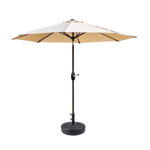 WESTIN OUTDOOR Harris 9 ft. Market Patio Umbrella in Beige with Black Round Hard Plastic Base
