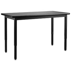 Heavy Duty Height Adjustable Table 24 in. x 60 in. Black Frame Black Top