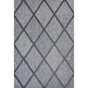 Salines Diamond Trellis Dark Gray 8 ft. x 10 ft. Indoor/Outdoor Area Rug