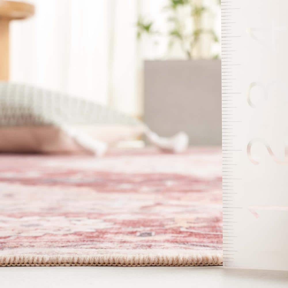 Arizona Light Red and Beige 6' x 9' Synthetic Washable Area Rug