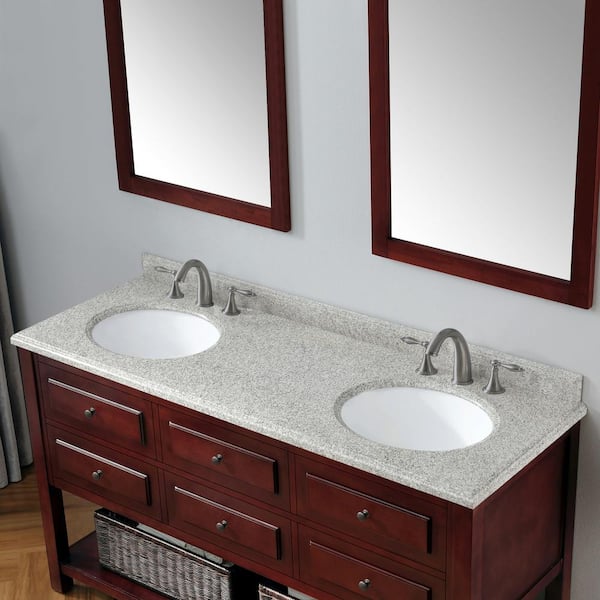 Ove Decors Danny 60 In W X 22 D Double Sink Vanity Mahogany With Sand Speckled Granite Top Beige The Home Depot Ove Decors Danny 60 In W X 22 D, Sink Vanity Top 60