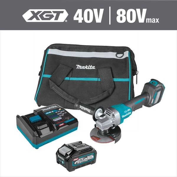 Makita 40V Max XGT Brushless Cordless 4-1/2/5 in. Paddle Switch Angle Grinder Kit with Electric Brake, AWS Capable (4.0Ah)
