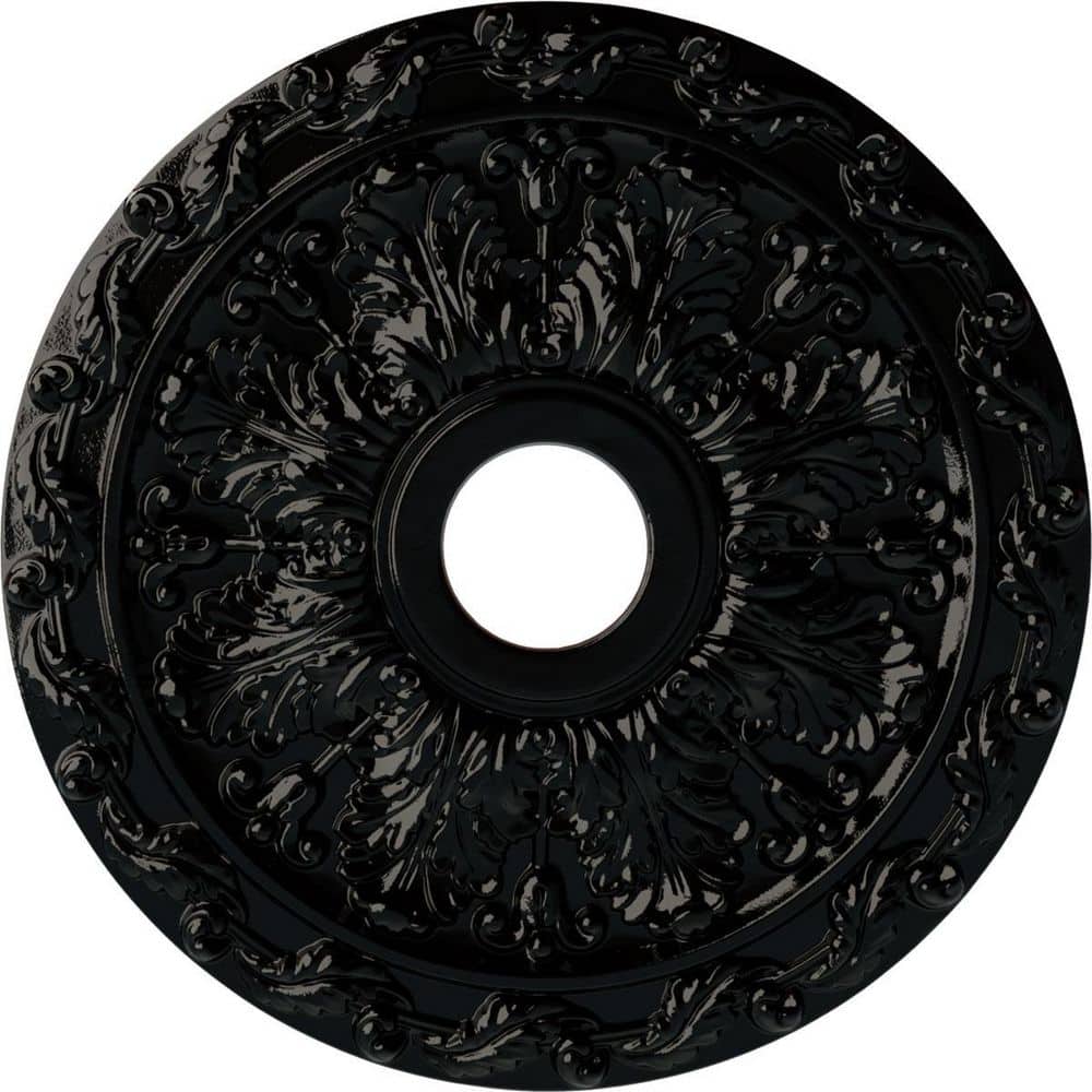 Ekena Millwork 1-1/4 in. x 19-7/8 in. x 19-7/8 in. Polyurethane Spring Leaf Ceiling Medallion, Black Pearl