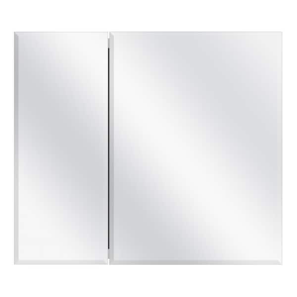 Photo 1 of 30 in. x 26 in. Frameless Recessed or Surface-Mount Bi-View Medicine Cabinet with Mirror