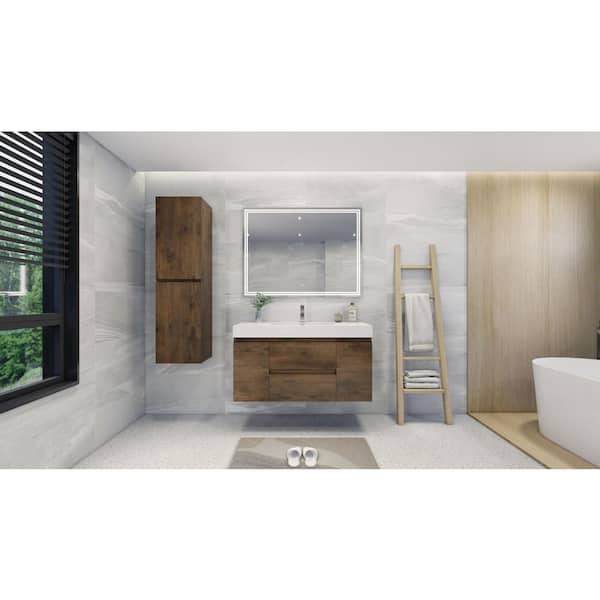 Moreno Bath Fortune 48 in. W Bath Vanity in Rosewood with Reinforced Acrylic Vanity Top in White with White Basin