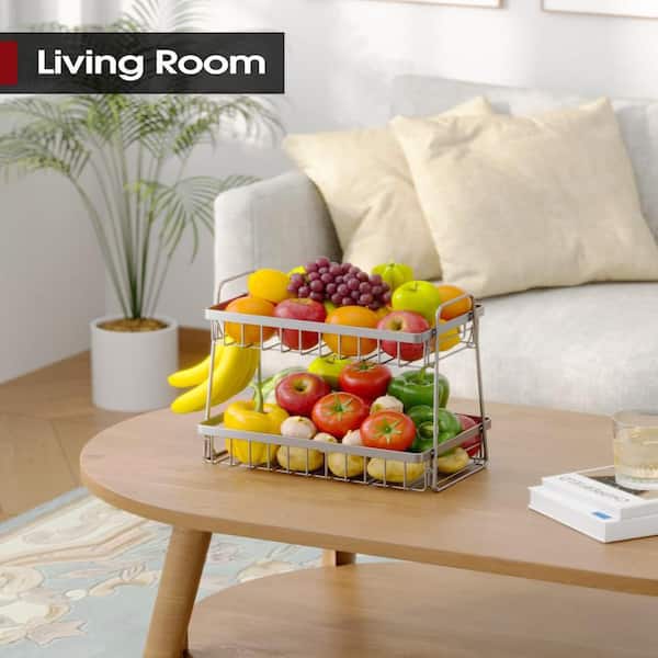 Numhew 2 Piece Dual-Tier, Space-Saving Kitchen Fruit Basket Set