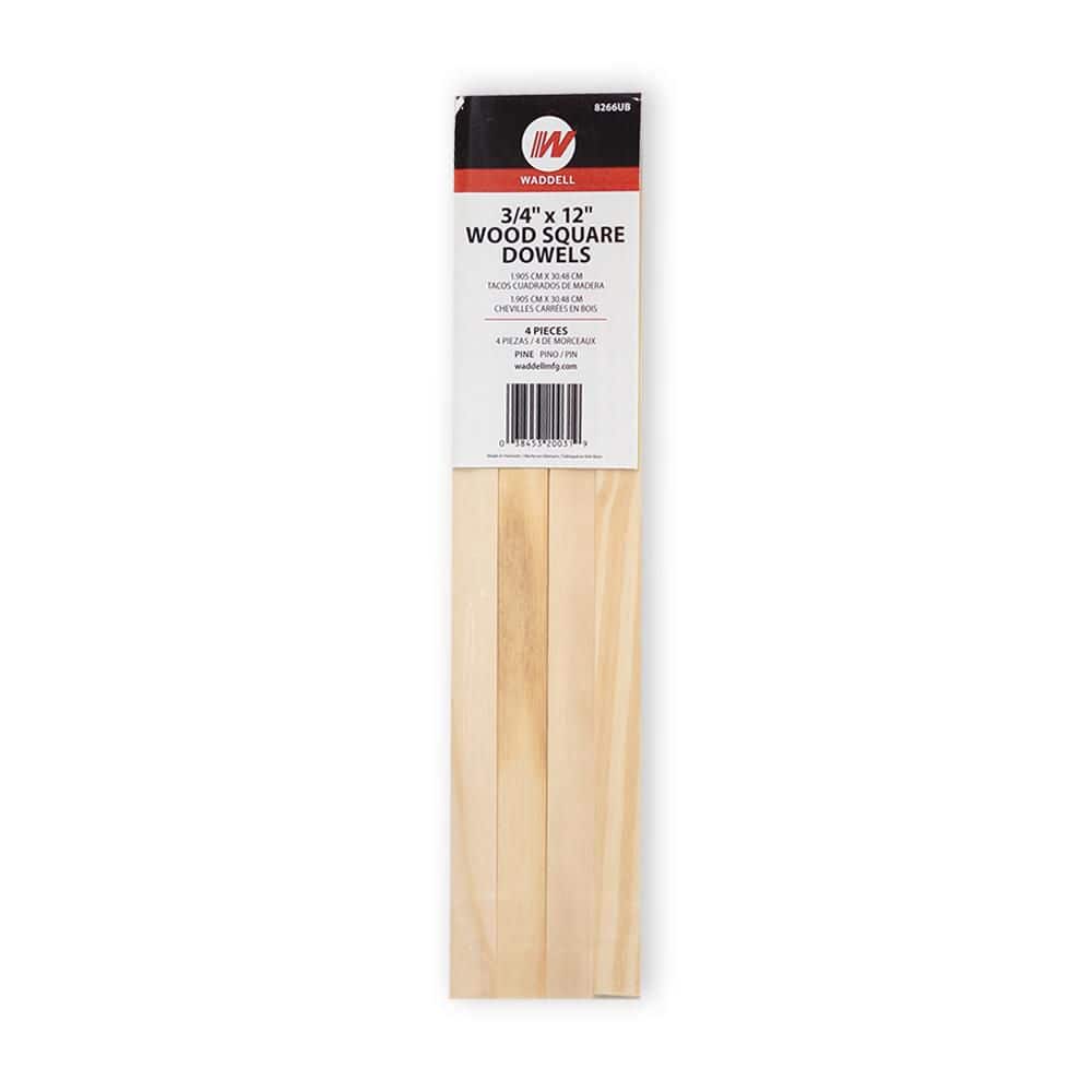 0.75 in. x 12 in. Pine Square Dowels, Pack of 4-Sanded, Paintable, Stainable-Wooden Rod for DIY Home Projects price history on PriceWatchPro