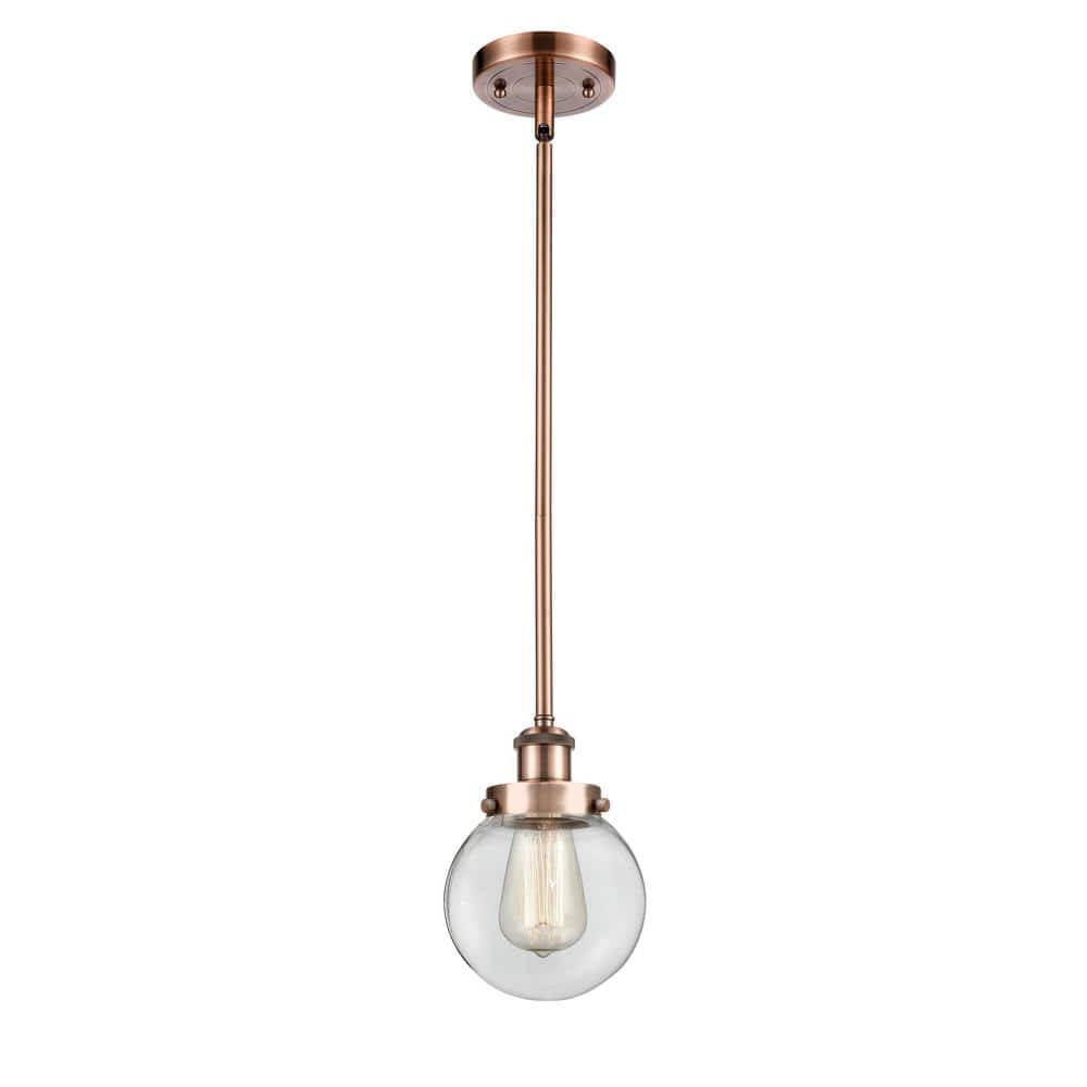 Antique Copper Mini Globe Pendant with Glass Shade