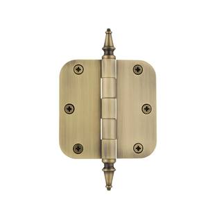3.5 in. Steeple Tip Residential Hinge with 5/8 in. Radius Corners in Antique Brass