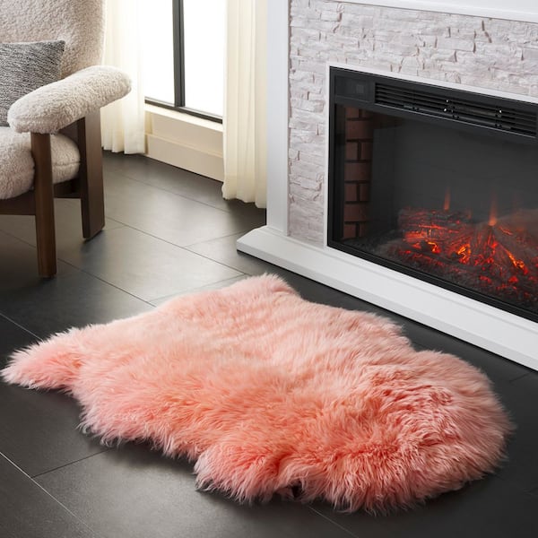 Sheep Skin 2 ft. x 3 ft. Solid Pink Solid Color Gradient Area Rug