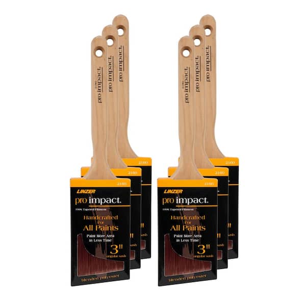 Linzer 3 in. Angled Sash Dyed Polyester Paint Brush (6-Pack)