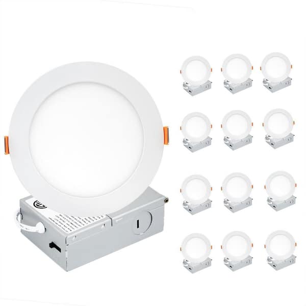 Bieuoram 6 in. Adjustable CCT Canless Indoor Integrated LED Recessed Down Light, 5 in. Lens Aperture Size( 12-Pack)