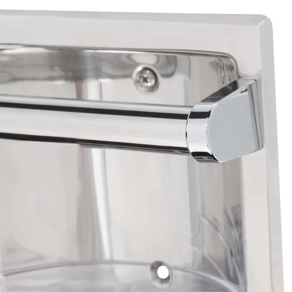 Chrome Recessed Stainless Steel Soap Holder with Grab Bar
