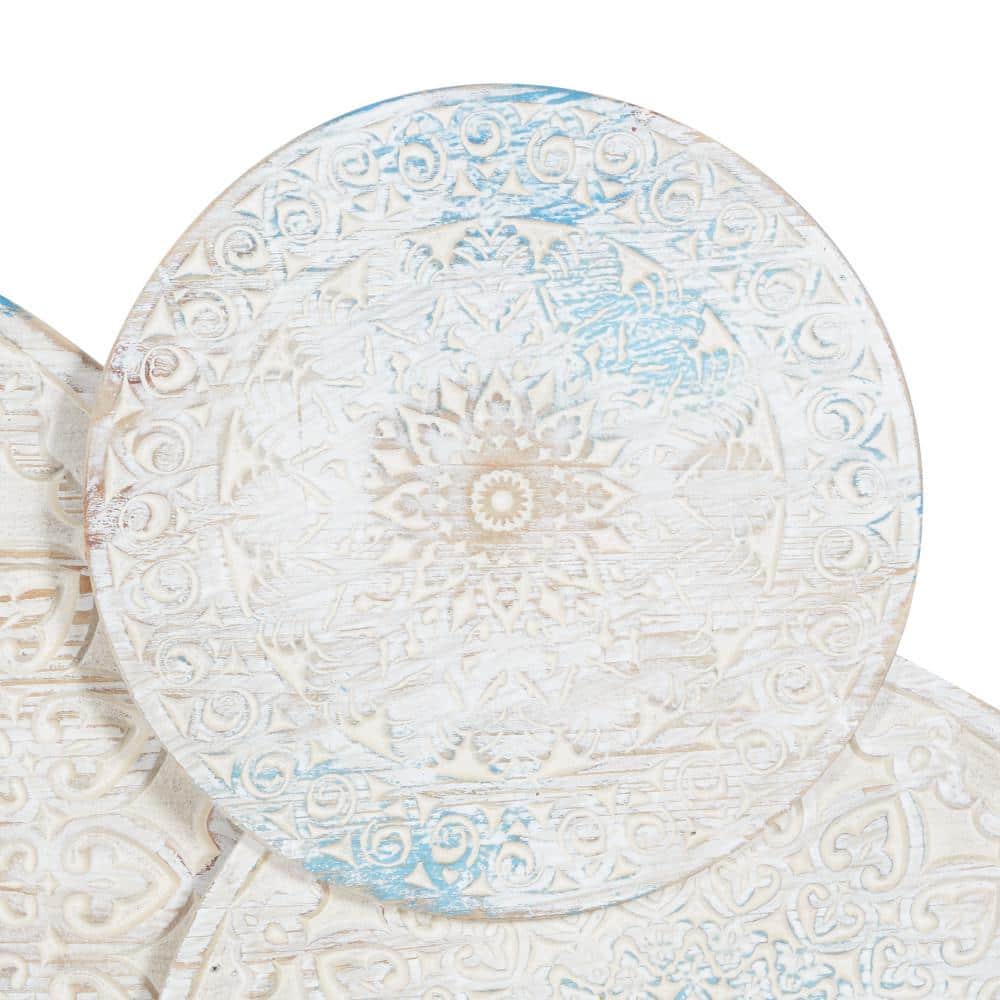 47" Intricately Carved Off-White Wood Floral Wall Sculpture