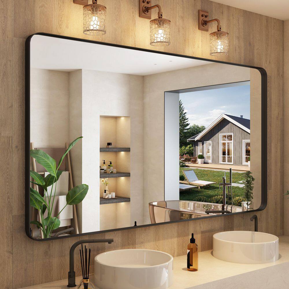 メナードEMBELLIR Hpeytaire 72 in. W x 40 in. H Rectangular Rounded Corner Aluminum