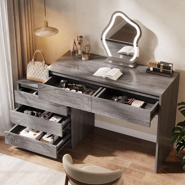 small grey dressing table Chantilly Pebble Grey Dressing Table – HomePlus Furniture main image 0