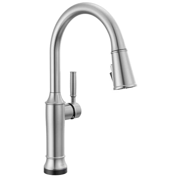 Delta Renaldi Touch2O with Touchless Technology Single Handle Pull Down Sprayer Kitchen Faucet in Lumicoat Arctic Stainless