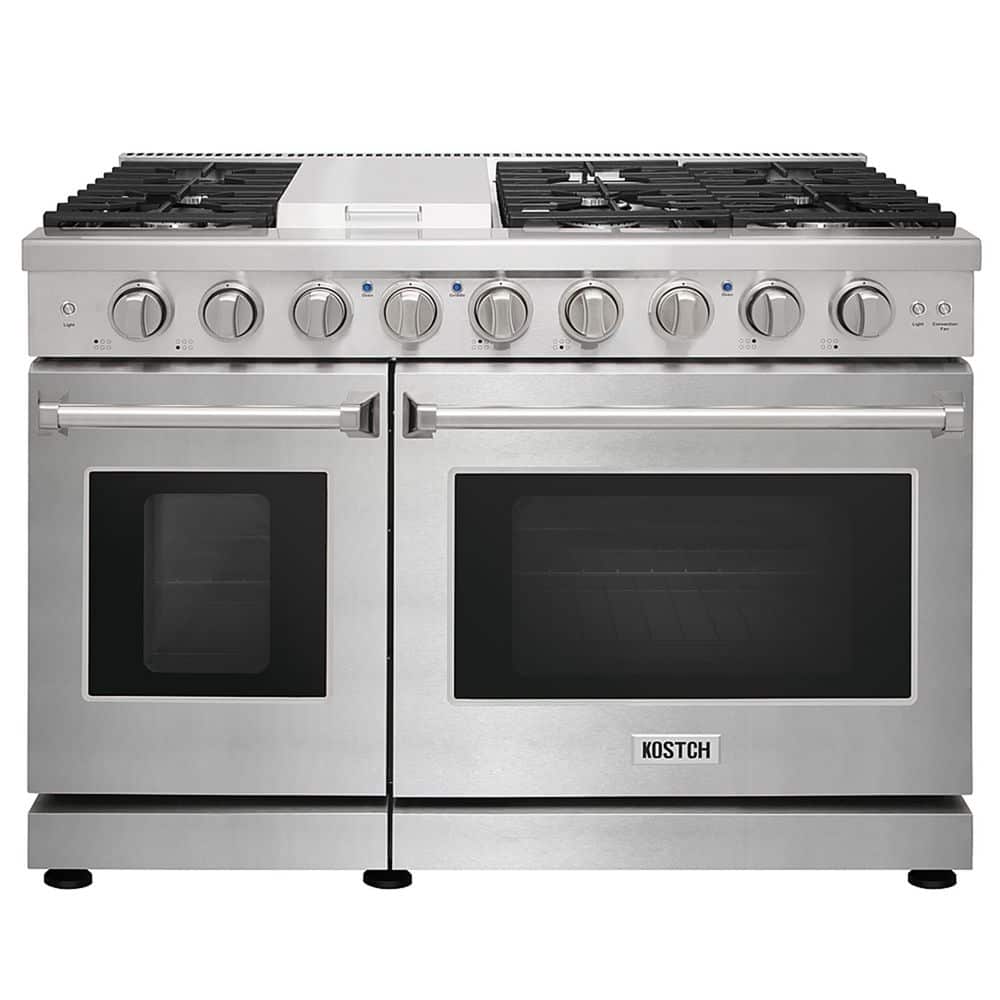 48 in. 6.8 cu. ft. 6 Burners Freestanding Double Oven Gas Range in Stainless Steel with Convection and Griddle price history on PriceWatchPro