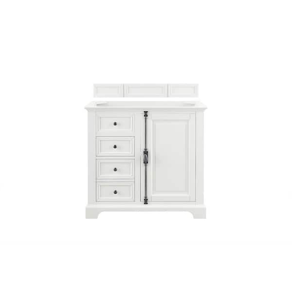 James Martin Vanities Providence 35.5 in. W x 23.5 in.D x 33.5 in. H Single Bath Vanity Cabinet Without Top in Bright White