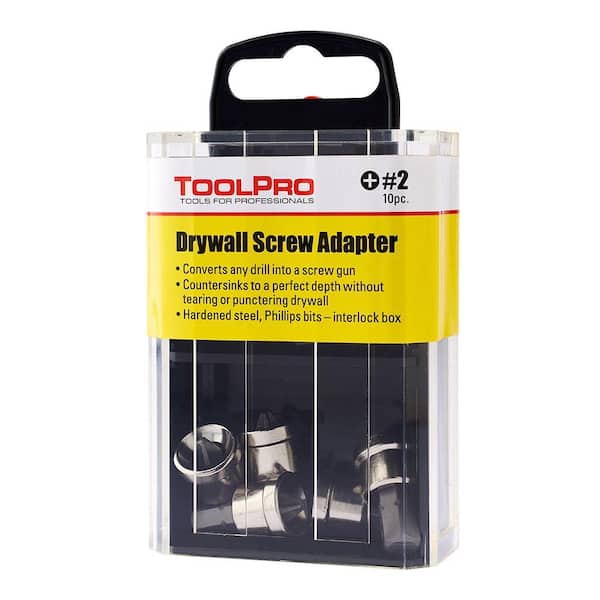 10 Pack ToolPro Drywall Screw Adapter in Interlocking Storage Box