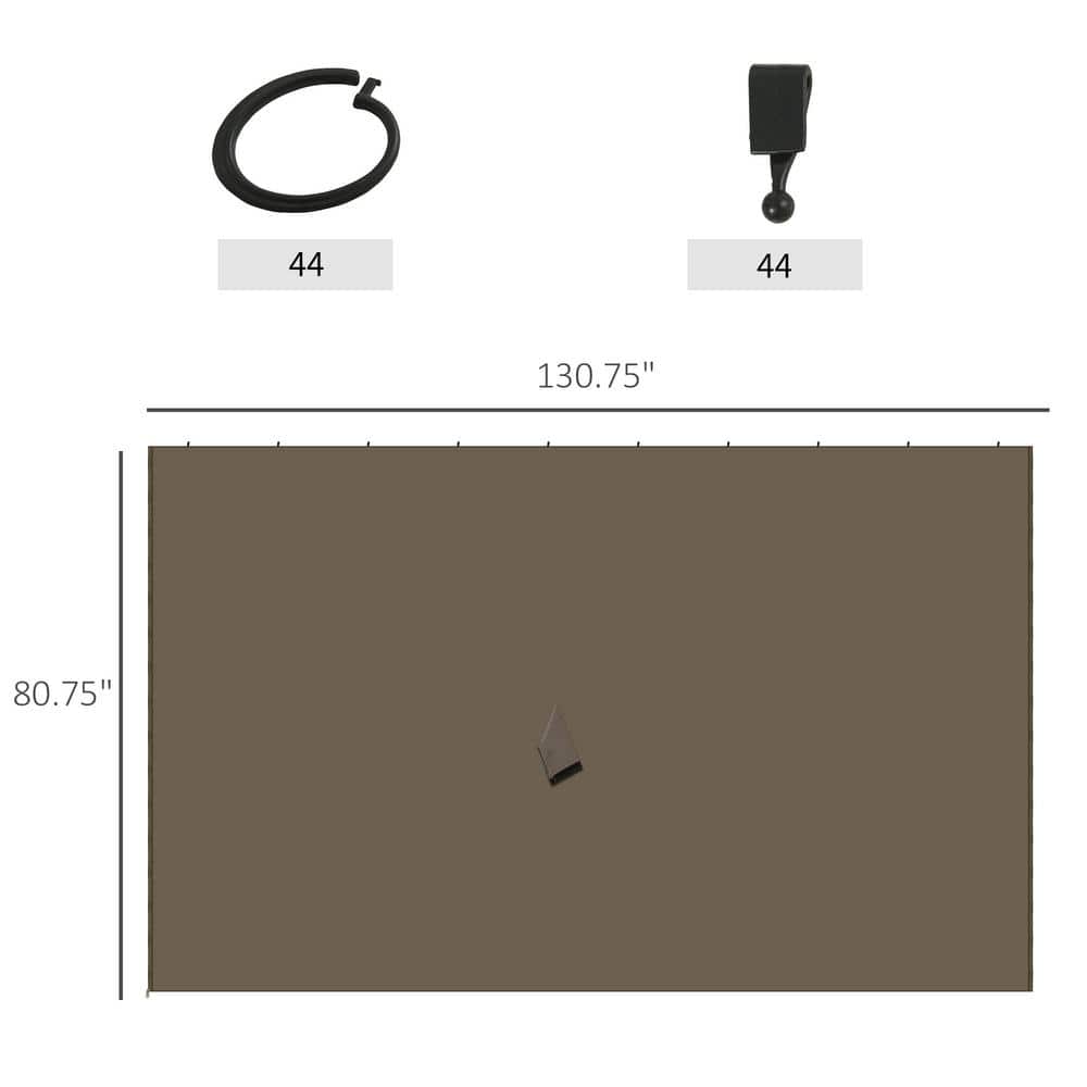 Outdoor Brown Polyester Gazebo Sidewall Set with Hooks