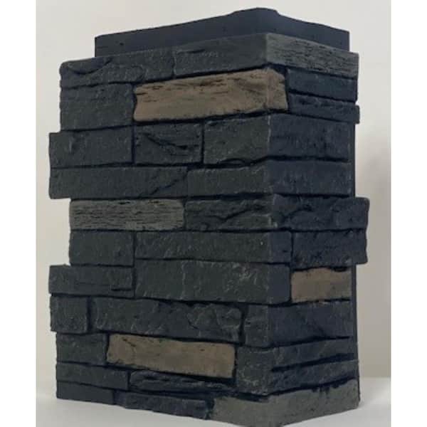 NextStone 15.5 in. x 11.5 in. Slatestone Large Polyurethane Faux Stone Outside Corner in Onyx (4-Pack)