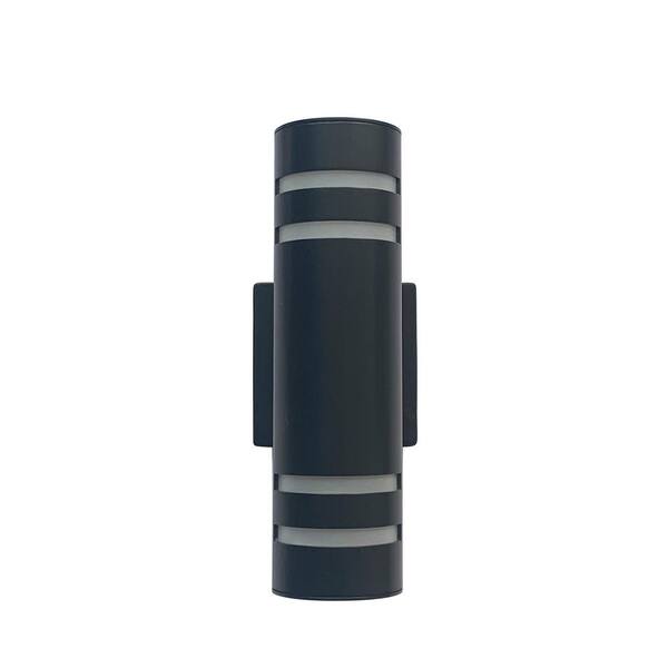 Mediterraneo Genoa Black Integrated LED Outdoor Wall Cylinder Light