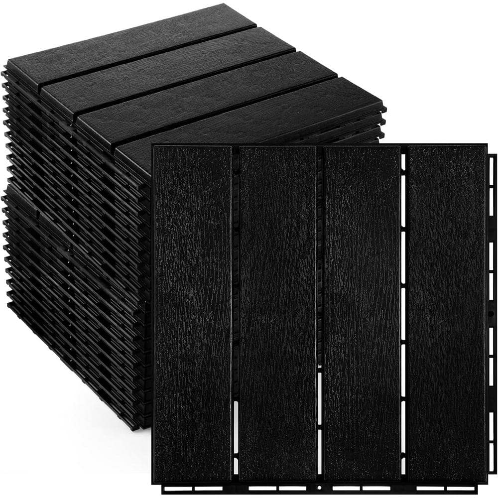 1 ft. x 1 ft. Plastic Interlocking Deck Tiles Waterproof for for Patio, Porch, Poolside and Balcony in Black-(32-Pack) price history on PriceWatchPro