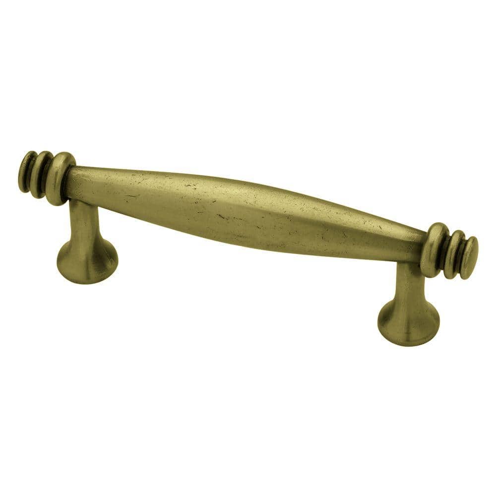 Classic Circles 3 in. (76mm) Tumbled Antique Brass Domed Ringed Ends Cabine