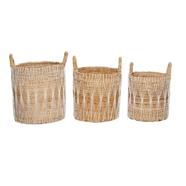 StyleWell Round Open Weave Wicker Storage Baskets (Set of 2