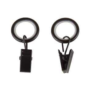 Black Steel Curtain Rings with Clips (Set of 10)