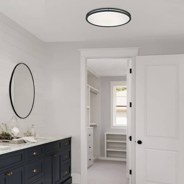 DC Series Integrated LED 32 in. Oval Modern Matte Black Selectable 3CCT 3000K, 4000K, 5000K Flush Mount for Kitchens