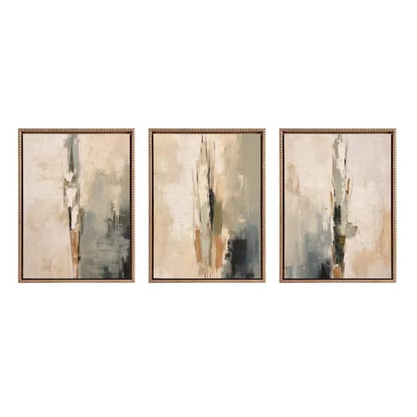Kate and Laurel Sylvie Abstract Tall Cactus Muted Colors by the Creative Bunch Studio 3-Piece Framed Art Print 24 in. x 18 in.