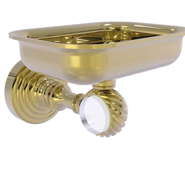 Allied Brass Pacific Grove Wall Mounted Soap Dish Holder with Twisted Accents in Unlacquered Brass